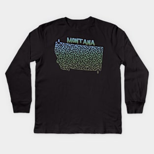 Montana State Outline Maze & Labyrinth Kids Long Sleeve T-Shirt